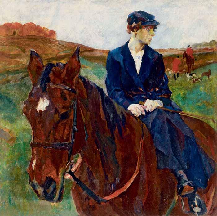 Koller, Rudolf Horsewoman Norge oil painting art